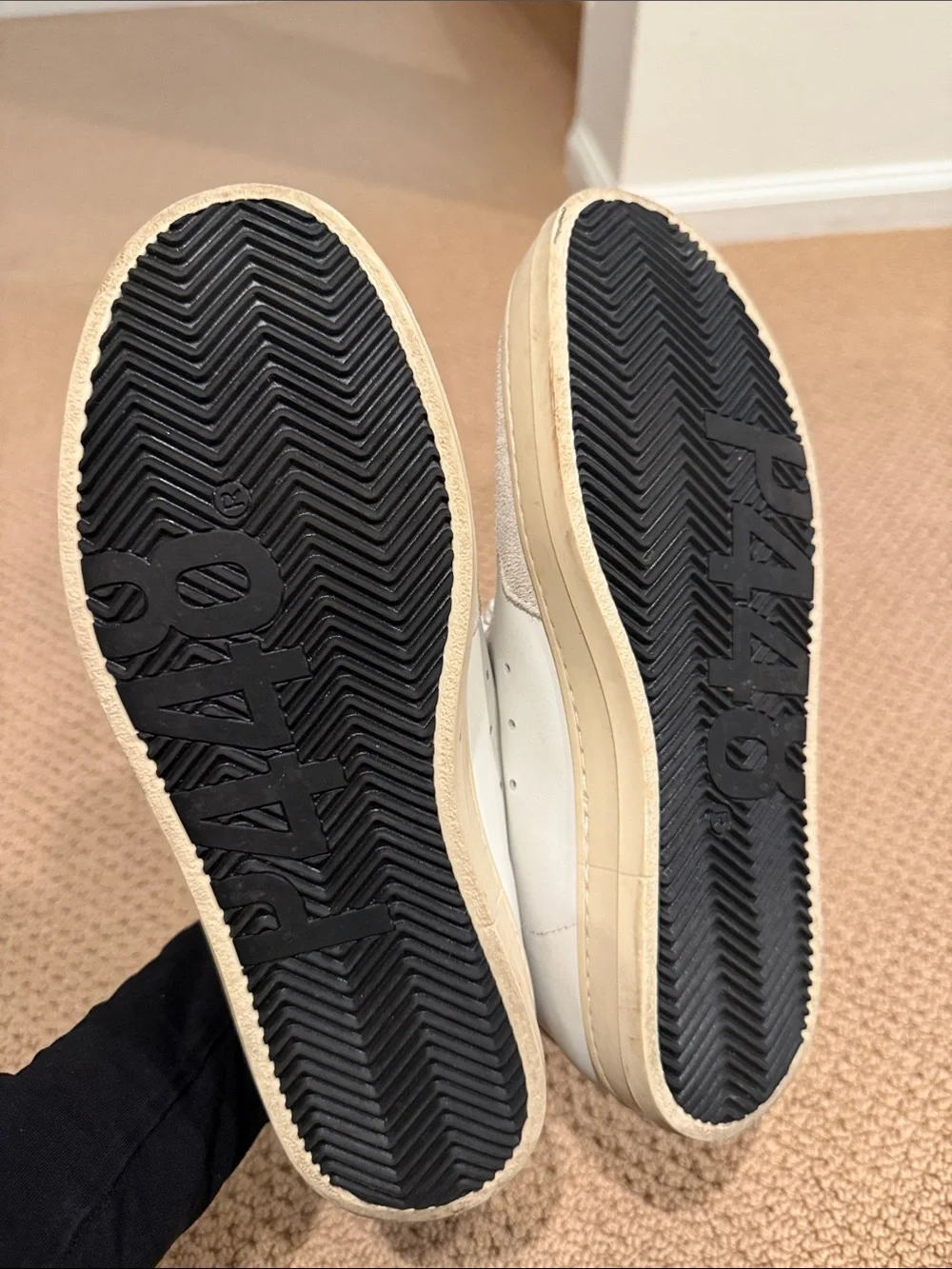 P448 Men's Low-Top Sneakers in White, Gray, and Taupe
